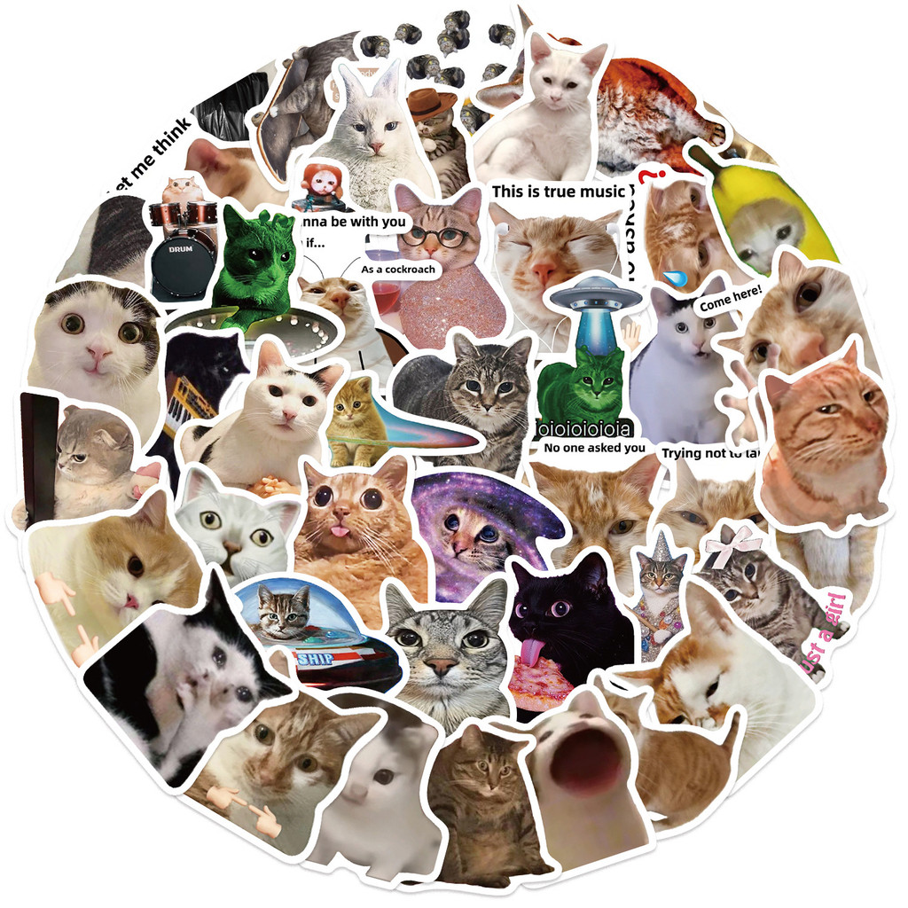 Tech Gear Accessories - 50PCS Viral Cat Meme Stickers -
