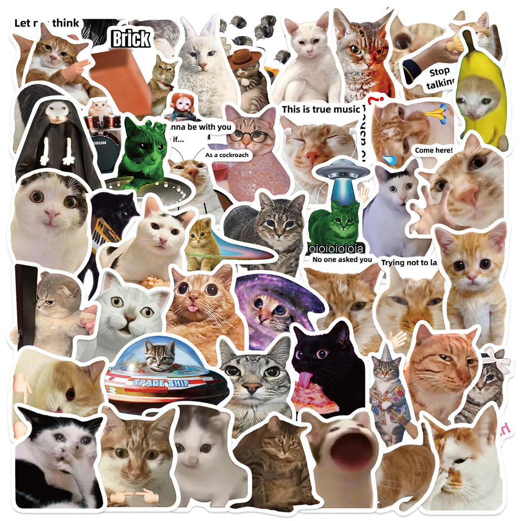 50PCS Viral Cat Meme Stickers  - Tech Gear Accessories 评论和价格