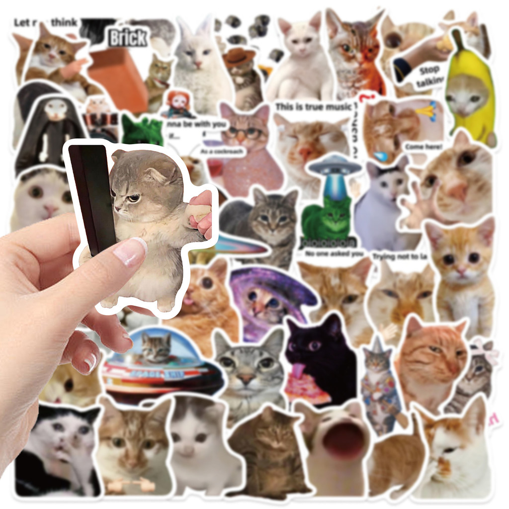 50PCS Viral Cat Meme Stickers  - Tech Gear Accessories 评论和价格